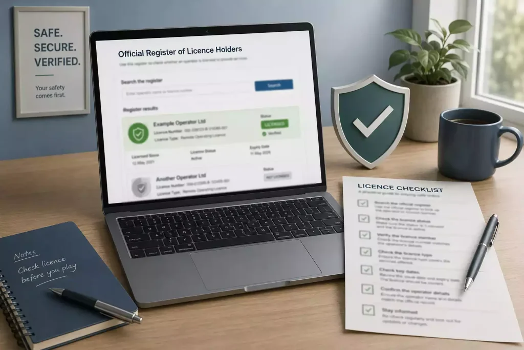 Checklist beside an official online register screen